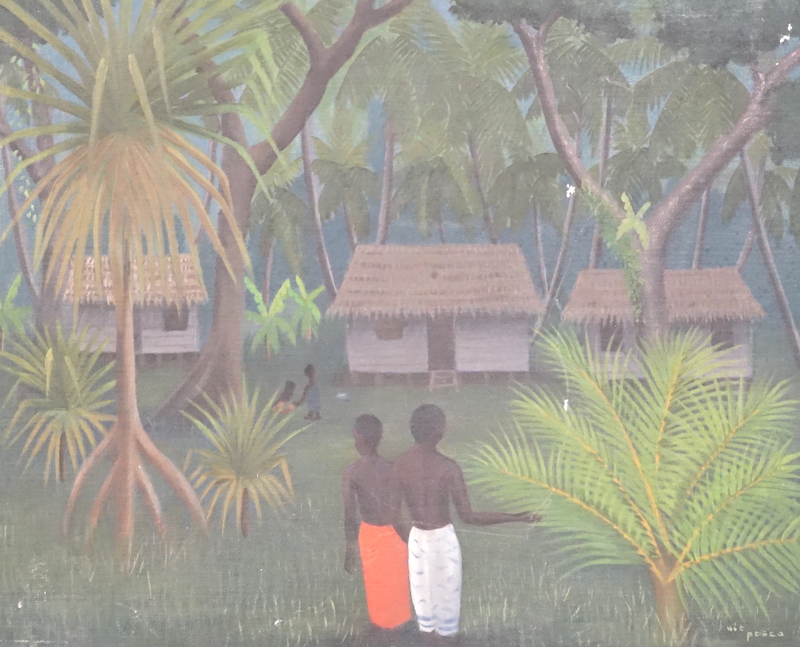 Wit Pesca, oil on canvas board, 'Solos Village', signed, 40 x 51cm, unframed